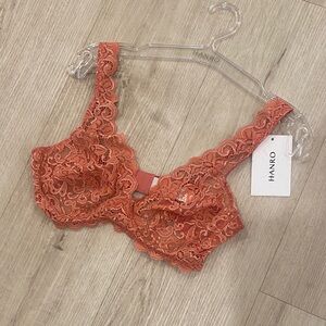HANRO NWT Lace Bralette - 34B - Mineral Red